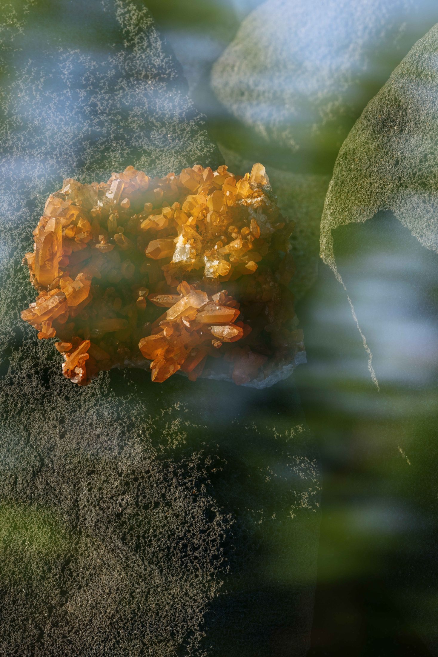 Tangerine quartz cluster