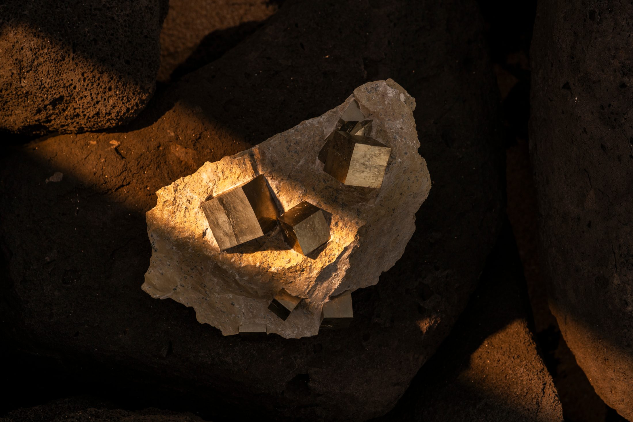 Pyrite on limestone