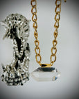 Zoe | Double-Terminated Clear Quartz Pendant on Golden Chain